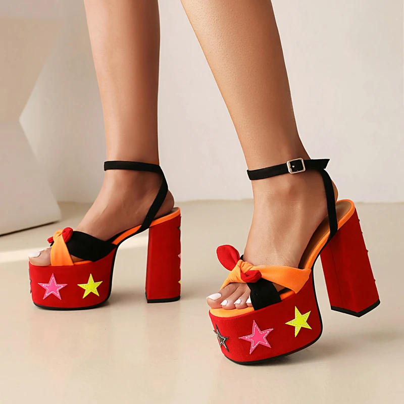 New Platform Women Sandals Color Matching Bow Decoration Sexy 14CM Heel Dress Party Wedding Shoes Female High Heels Summer Shoes
New Platform Women Sandals Color Matching Bow Decoration Sexy 14CM Heel Dress Party Wedding Shoes Female High Heels Summer Shoes
