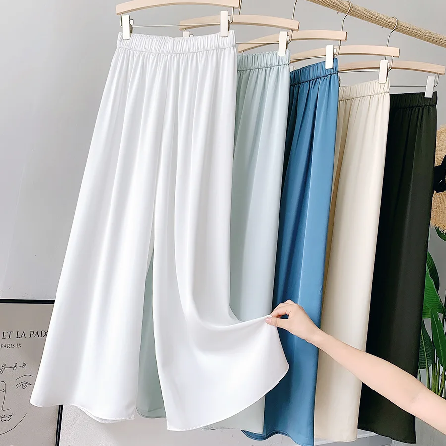Women's Fashion Loose Summer Pants Soft Ice Silk Black Wide Leg Pants Women High Waisted Trousers Women Bottoms Pants
Women's Fashion Loose Summer Pants Soft Ice Silk Black Wide Leg Pants Women High Waisted Trousers Women Bottoms Pants