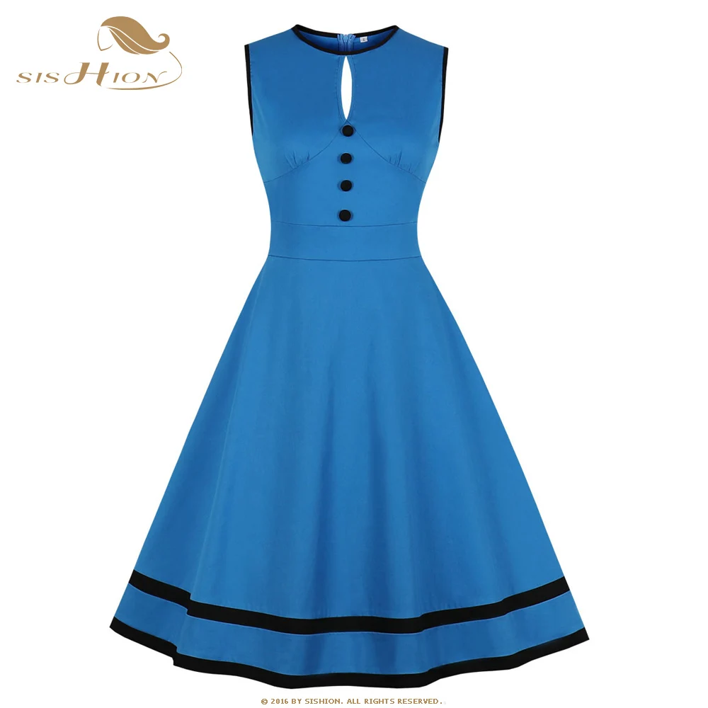 SISHION 2021 New Sleeveless Cotton A Line Summer Women Blue Vintage Dress VD2280
SISHION 2021 New Sleeveless Cotton A Line Summer Women Blue Vintage Dress VD2280