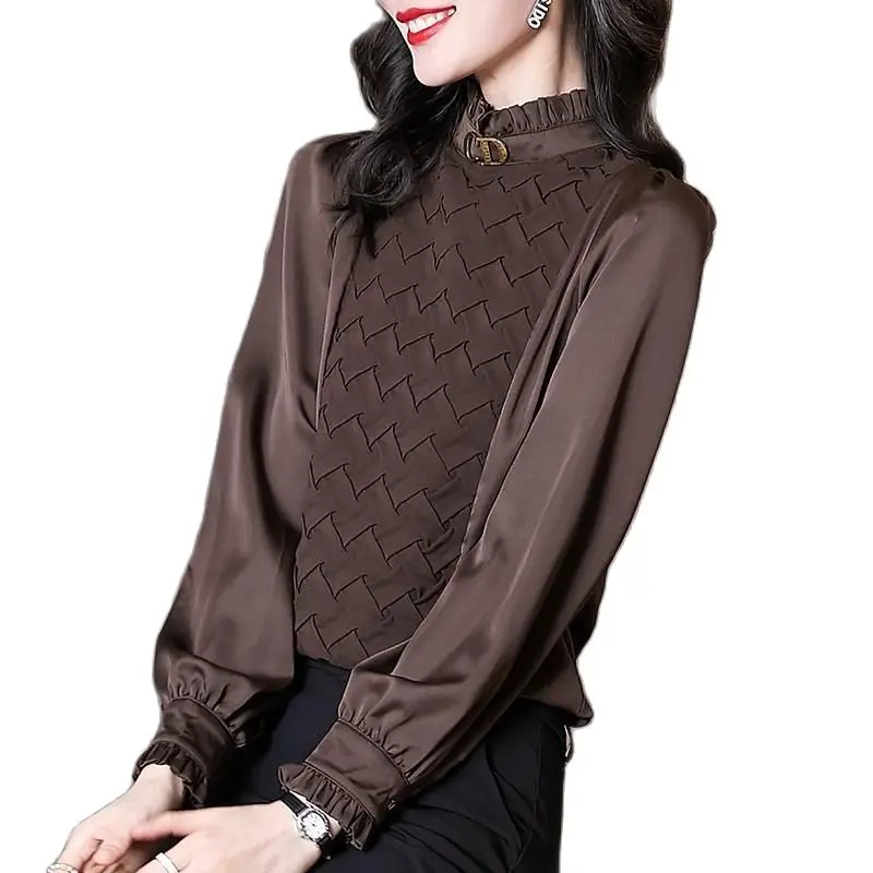 Spring 2021 New Foreign Style Half High Neck Shirt Long Sleeve Base Loose Bubble Sleeve Chiffon Blouse Blouse Women 
Spring 2021 New Foreign Style Half High Neck Shirt Long Sleeve Base Loose Bubble Sleeve Chiffon Blouse Blouse Women