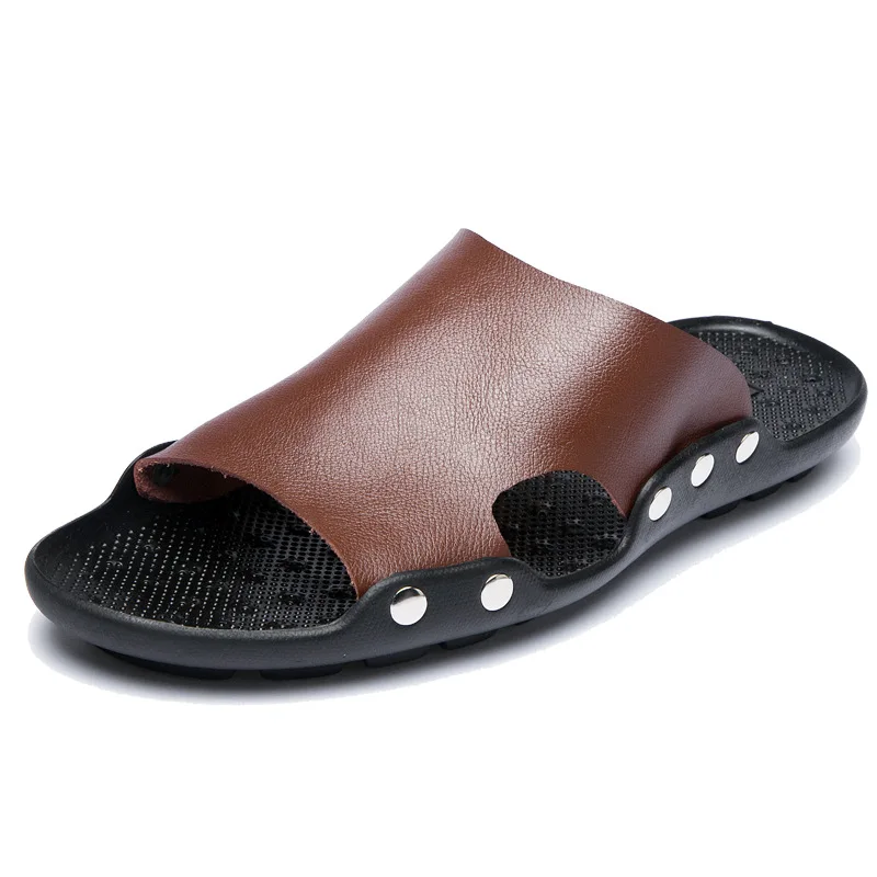 High Quality Leather Slippers Couple Outdoor Non-slip Men Women Home Fashion Casual Single Shoes PVC Soft Soles Spring Summer
High Quality Leather Slippers Couple Outdoor Non-slip Men Women Home Fashion Casual Single Shoes PVC Soft Soles Spring Summer