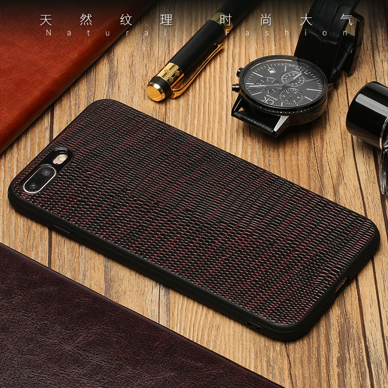 

Genuine leather Phone cases For iPhone 7 7P Plus case Lizard texture Soft shell all-inclusive For 6 6P 8 8P X cover