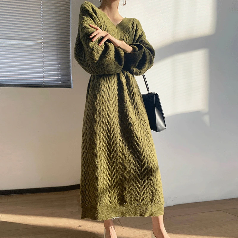 New Arrival Women Elegant Crochet Sweaters Chic V-neck Loose Knit Pullovers Female High Quality Winter Thicken Warm Long Jumper
New Arrival Women Elegant Crochet Sweaters Chic V-neck Loose Knit Pullovers Female High Quality Winter Thicken Warm Long Jumper
