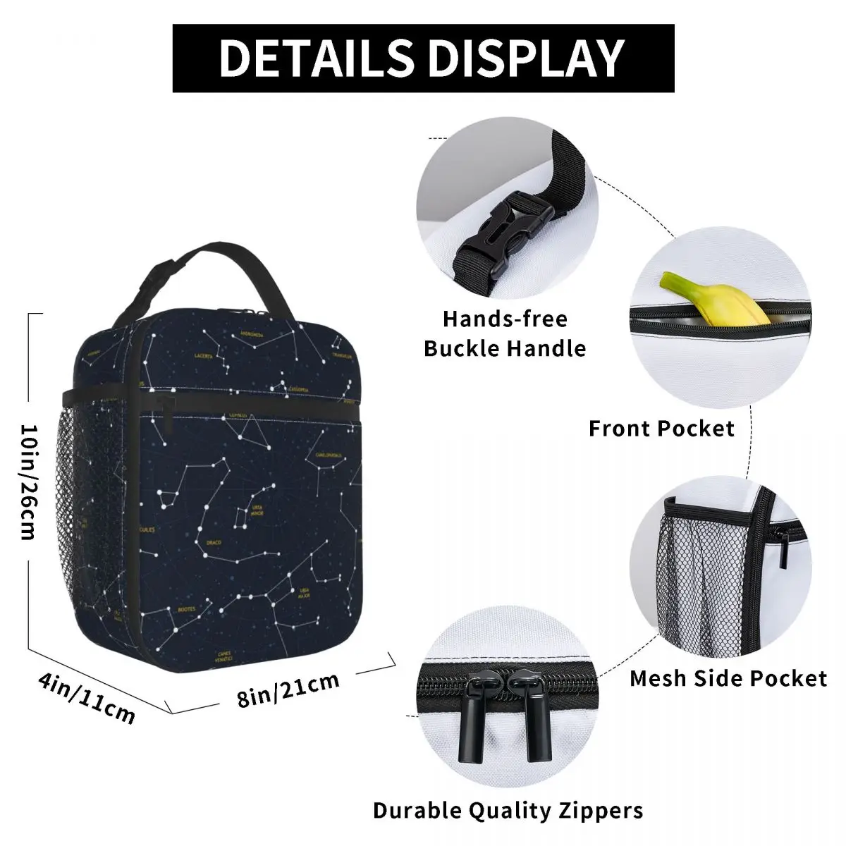 Constellation Art Lunch Bag for Women Men Large Insulated Lunch Box with Water Bottle Holder and Pockets
Constellation Art Lunch Bag for Women Men Large Insulated Lunch Box with Water Bottle Holder and Pockets