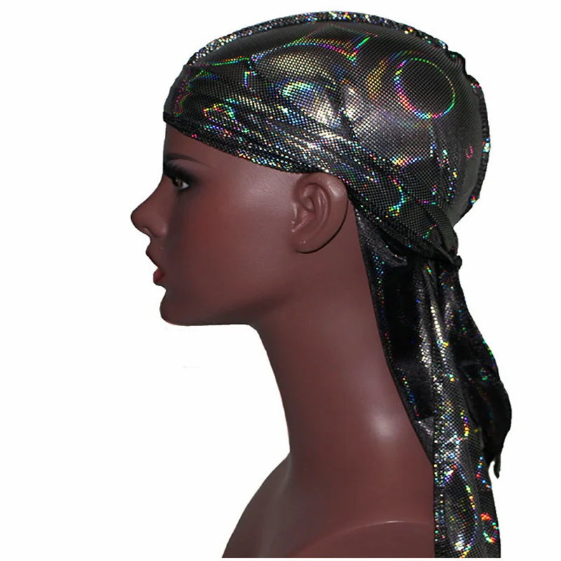 New Men's Colorful Sparkly Silky Durags Turban Bandanas Headwear Laser Men Silk DuRag Doo Rag Pirate Hat Hair Accessories Durags
New Men's Colorful Sparkly Silky Durags Turban Bandanas Headwear Laser Men Silk DuRag Doo Rag Pirate Hat Hair Accessories Durags