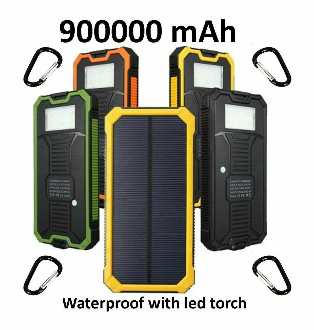 900000mAh Waterproof Solar Power Bank Pack USB External Battery Charger Portable
900000mAh Waterproof Solar Power Bank Pack USB External Battery Charger Portable