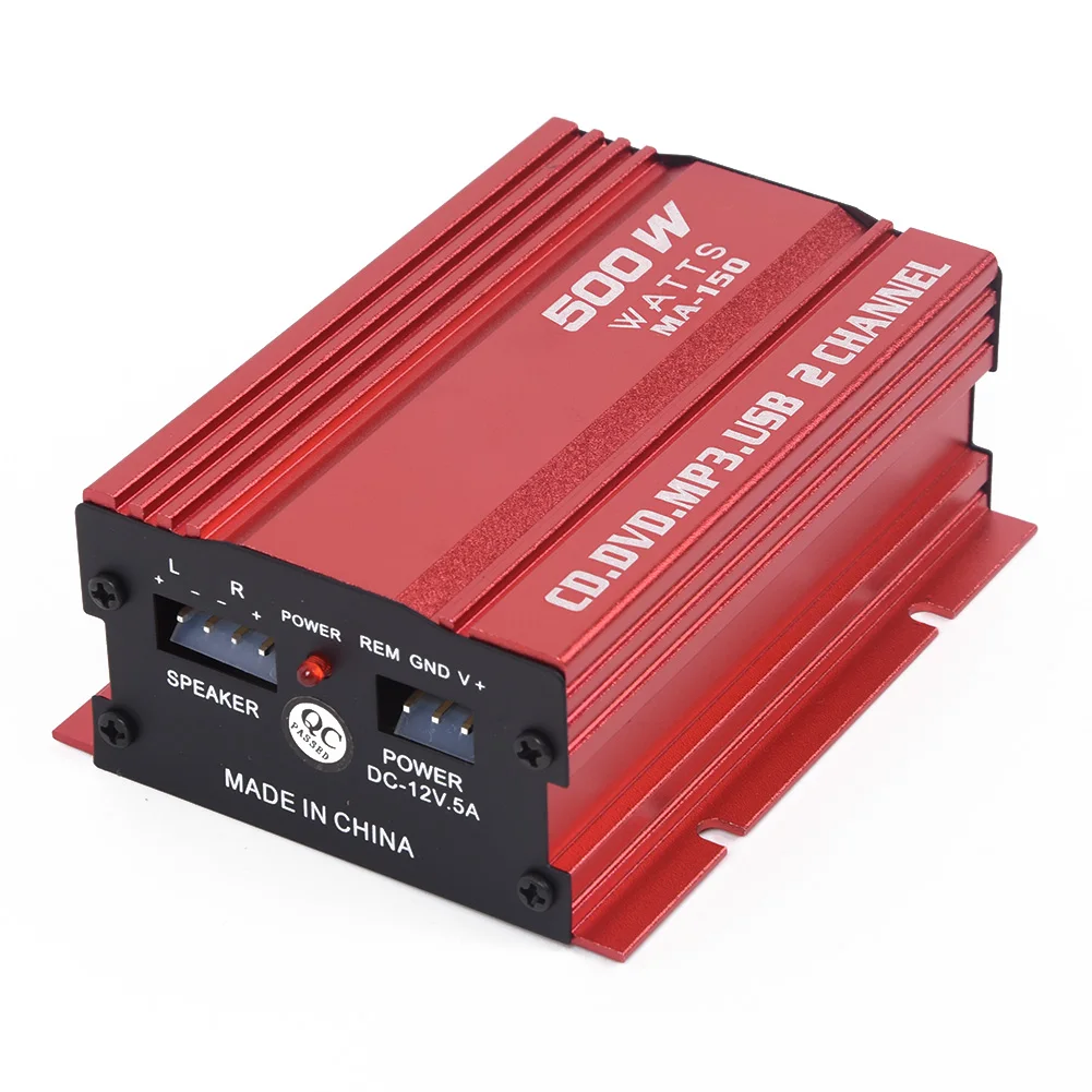12V Cable 500W Audio Amplifier 2 Channels Mini Stereo Amplifier Amp Subwoofer USB Port Mp3 Mp4 Aluminum Alloy Car
12V Cable 500W Audio Amplifier 2 Channels Mini Stereo Amplifier Amp Subwoofer USB Port Mp3 Mp4 Aluminum Alloy Car