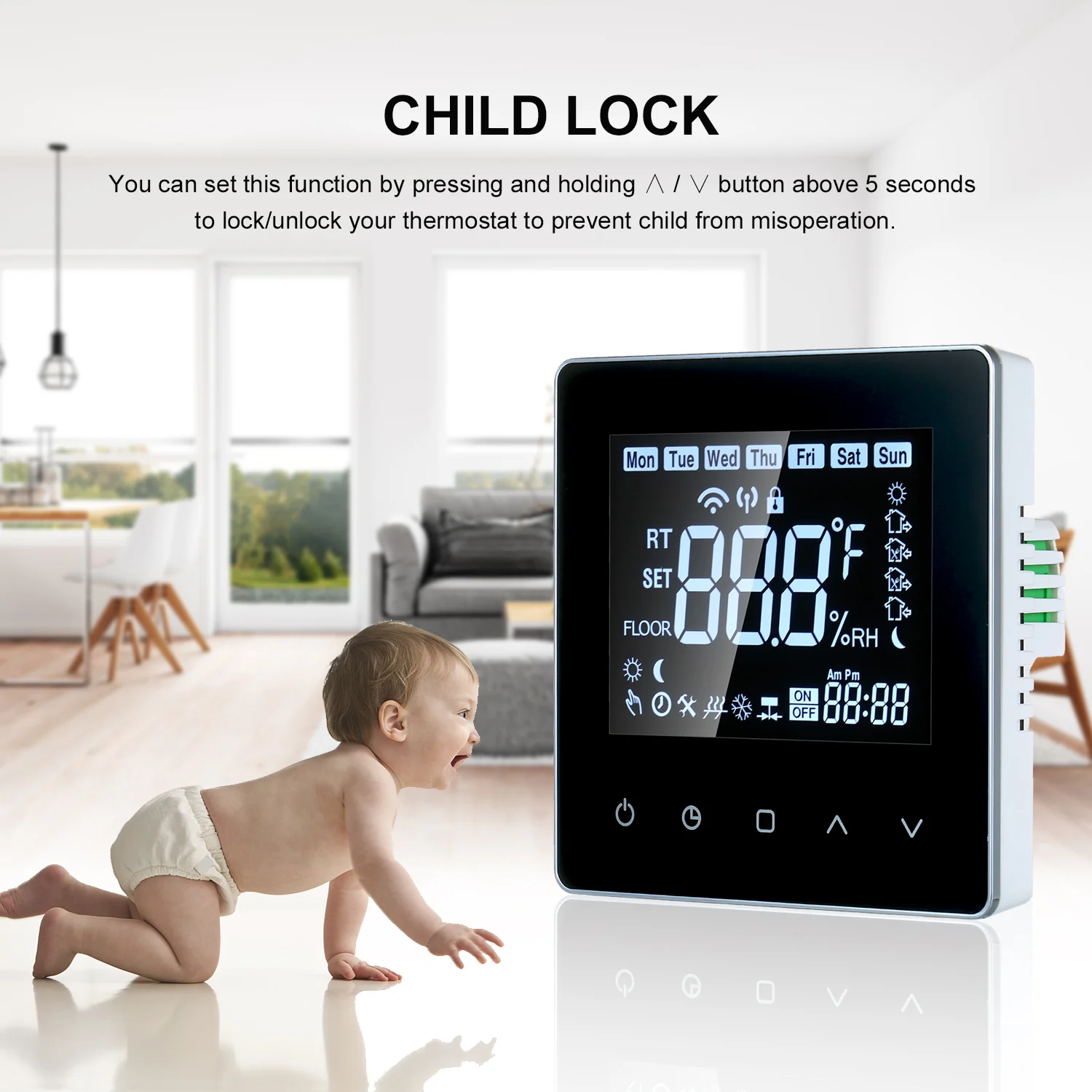 Smart Thermostat LCD Touch-screen Programmable Thermostat Gas Boiler Heating 3A Digital Temperature Controller for Home School
Smart Thermostat LCD Touch-screen Programmable Thermostat Gas Boiler Heating 3A Digital Temperature Controller for Home School
