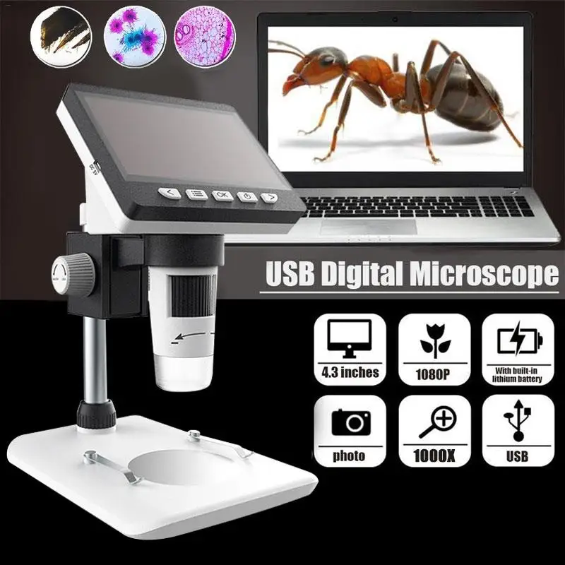1080P Computers Screen Microscope Practical Portable Digital Microscope Electron Microscope Photos Monitoring Durable
1080P Computers Screen Microscope Practical Portable Digital Microscope Electron Microscope Photos Monitoring Durable