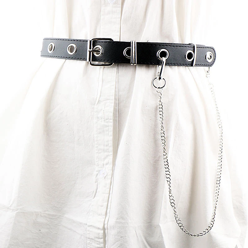Fashion Gothic Faux Leather Belt Lady Silver Pin Metal Chain Ring Waist Strap Punk Dance Belts Harajuku Women Punk Chain Belt
Fashion Gothic Faux Leather Belt Lady Silver Pin Metal Chain Ring Waist Strap Punk Dance Belts Harajuku Women Punk Chain Belt