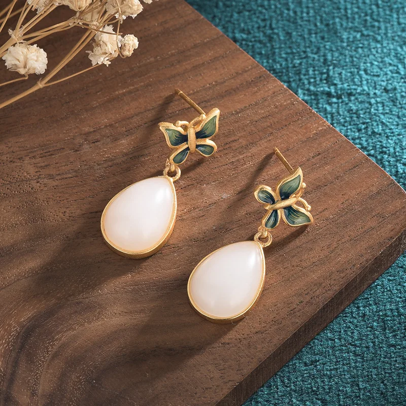 Sweet White Stone Butterfly Earrings for Women Chinese Fashion Vintage Water Drop Classical Female Elegant Animal Jewelry Gifts
Sweet White Stone Butterfly Earrings for Women Chinese Fashion Vintage Water Drop Classical Female Elegant Animal Jewelry Gifts