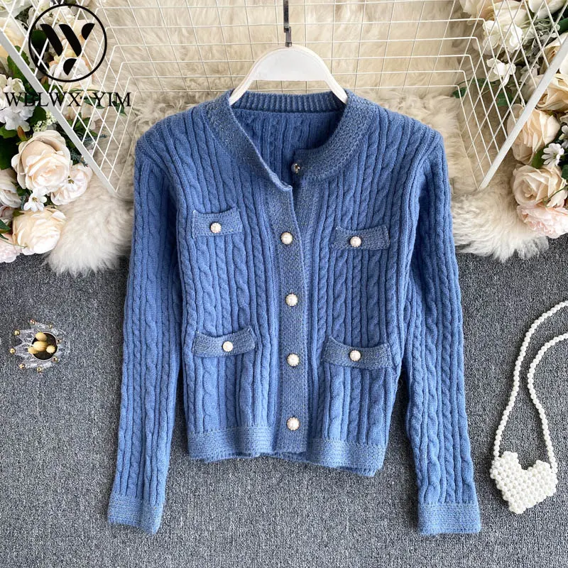 Женский трикотажный кардиган с круглым вырезом, с длинным рукавом 
Женский трикотажный кардиган с круглым вырезом, с длинным рукавом