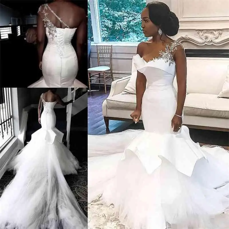 Arabic plus size mermaid wedding dresses robes de soirée One Shoulder Wedding Gowns Beaded Long Train Robe De Mariee
Arabic plus size mermaid wedding dresses robes de soirée One Shoulder Wedding Gowns Beaded Long Train Robe De Mariee