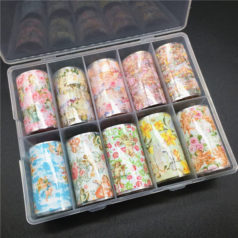 10 rolls Angel Nail Foils for Transfer Paper Stickers Bohemia Sliders Adhesive Nails Wraps DIY Water Marble Nail Art Decorations
10 rolls Angel Nail Foils for Transfer Paper Stickers Bohemia Sliders Adhesive Nails Wraps DIY Water Marble Nail Art Decorations