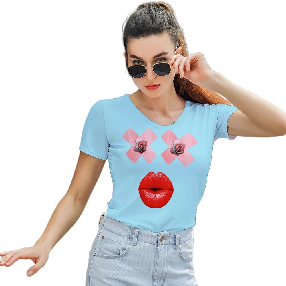 Fashion Women T Shirt Girls Casual Short Sleeve Tops Female Harajuku T-shirt Tee Cute T-shirt Women Red Mouth Lip Kiss Printed
Fashion Women T Shirt Girls Casual Short Sleeve Tops Female Harajuku T-shirt Tee Cute T-shirt Women Red Mouth Lip Kiss Printed