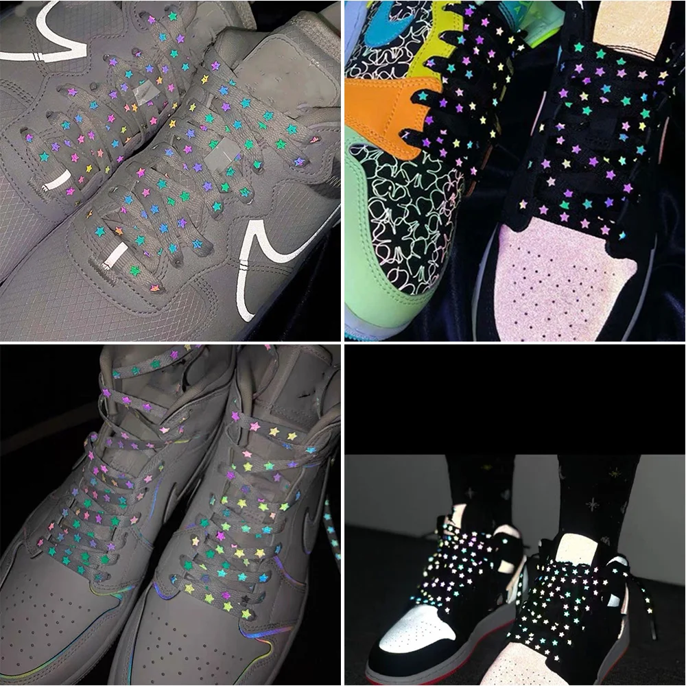 

120/140/160cm Holographic Reflective Shoelace Rope Women Men Glowing In Dark Shoe Laces For Sneakers Sport Shoes Rope Bootlaces