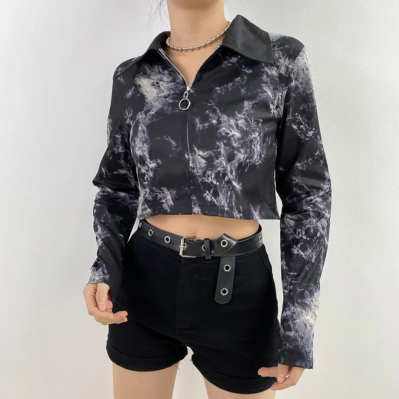 Adora Fashion Tie Dye Printed Shirts Women Spring 2021 New Street Trendsetters Long Sleeve Slim Women's Turn-down Neck Crop Tops 
Adora Fashion Tie Dye Printed Shirts Women Spring 2021 New Street Trendsetters Long Sleeve Slim Women's Turn-down Neck Crop Tops