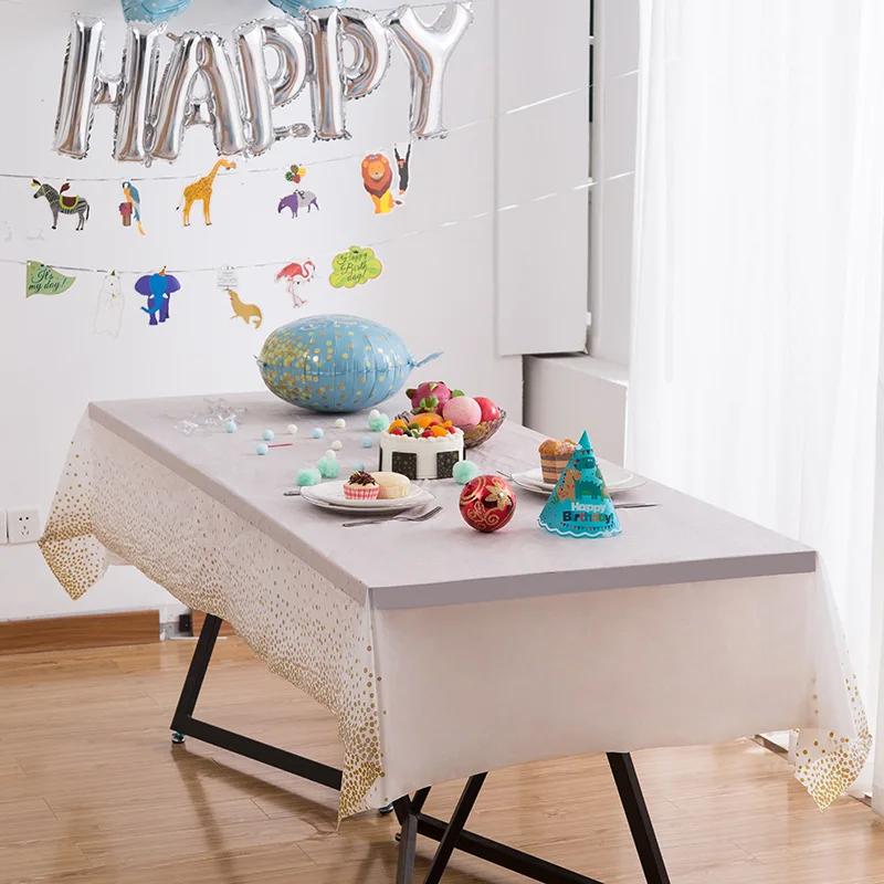 Disposable Tablecloth Gold Dot Gilded PEVA Tablecloths Birthday Party Decorations Kids Baby Shower Baptism Supplies 137*274cm/pc
Disposable Tablecloth Gold Dot Gilded PEVA Tablecloths Birthday Party Decorations Kids Baby Shower Baptism Supplies 137*274cm/pc