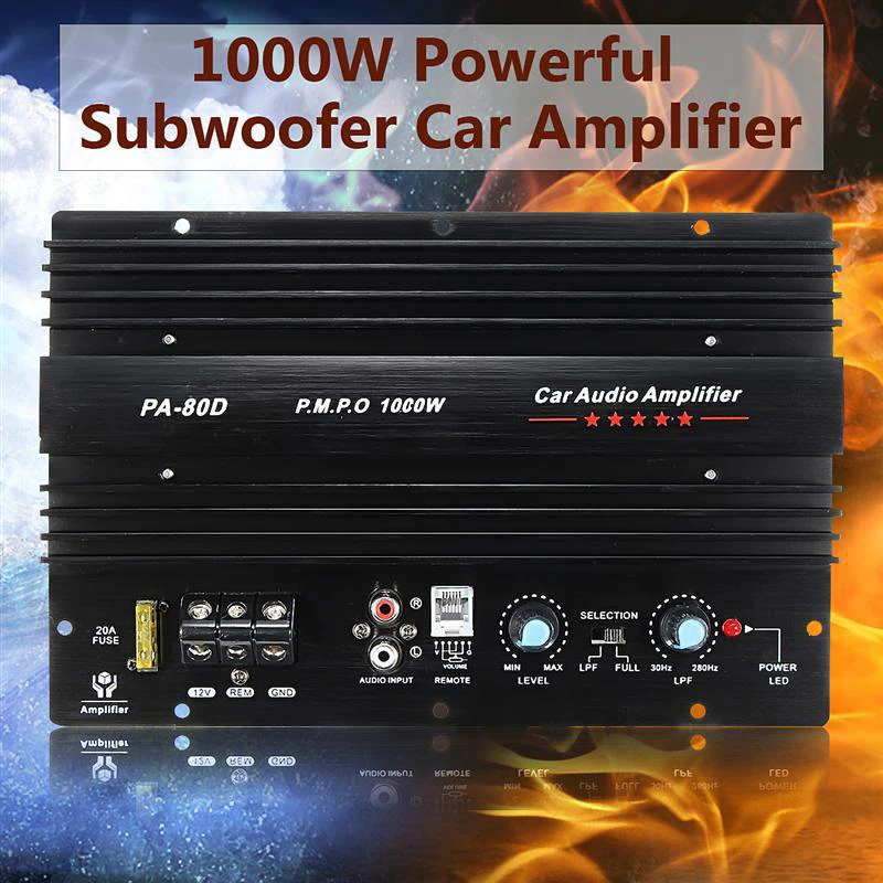 12V 1000W Car Audio High Power Amplifier Amp Board Powerful Subwoofer Bass Amp PA-80D
12V 1000W Car Audio High Power Amplifier Amp Board Powerful Subwoofer Bass Amp PA-80D