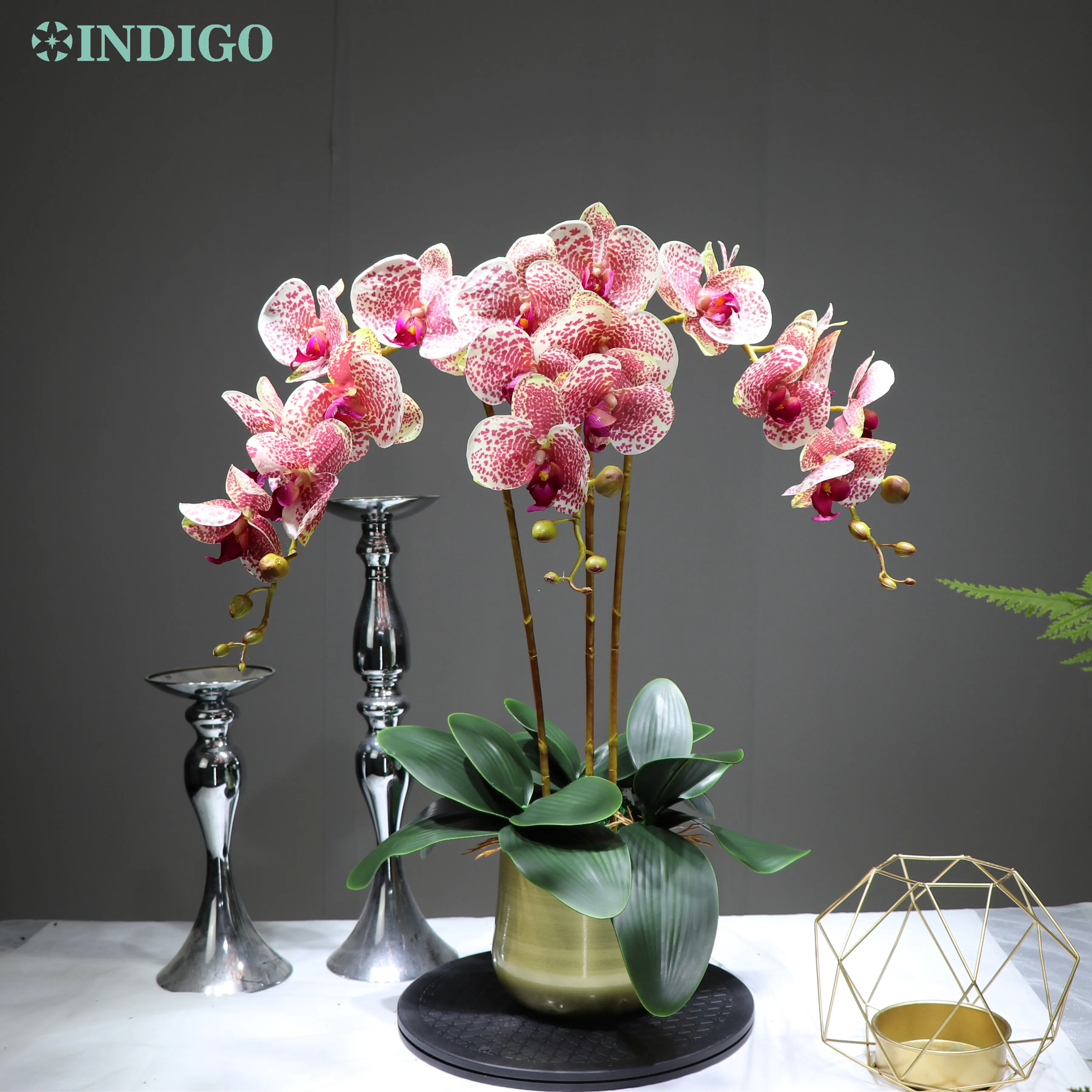 INDIGO-Coffee Spot Orchid DIY Flower Arrangment 90cm (1 SET with Metal Pot) Real Touch Flower Wedding Party Decorative Event 
INDIGO-Coffee Spot Orchid DIY Flower Arrangment 90cm (1 SET with Metal Pot) Real Touch Flower Wedding Party Decorative Event