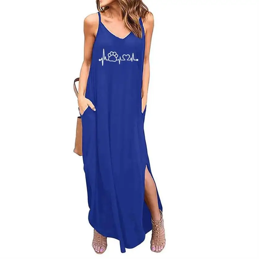 2021 Fashion Cat Dog Heartbeat Paws Maxi Women's Summer Casual Loose Dresses Beach Blouse Long Sling Long Dress With Pockets
2021 Fashion Cat Dog Heartbeat Paws Maxi Women's Summer Casual Loose Dresses Beach Blouse Long Sling Long Dress With Pockets