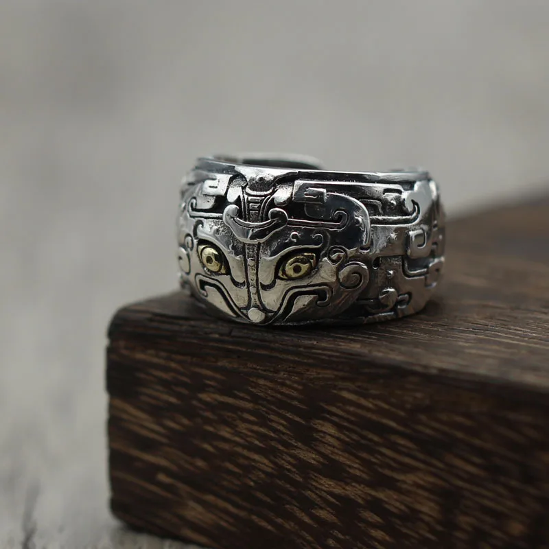 S925 Sterling Silver Jewelry Retro Personality Brass Eye Gluttonous Open Ring Ring Thai Silver Men And Women Ring
S925 Sterling Silver Jewelry Retro Personality Brass Eye Gluttonous Open Ring Ring Thai Silver Men And Women Ring