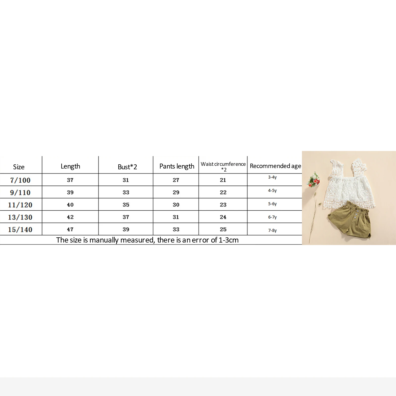 Summer Girls Casual Clothes Set Floral Hollow Out Sleeveless Square Neck Lace Tops + Solid Color Elastic Waist Short Pants
Summer Girls Casual Clothes Set Floral Hollow Out Sleeveless Square Neck Lace Tops + Solid Color Elastic Waist Short Pants