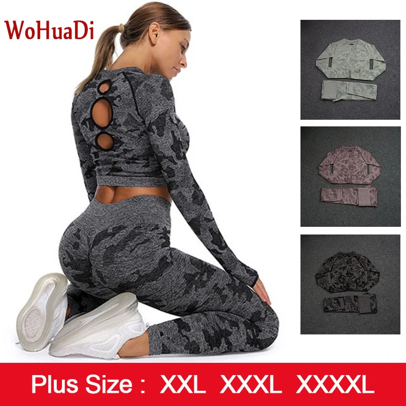 WOHUADI Camouflage Suit Hollow Out Shirt Women Fall Winter Fitness Workout Yoga Sports Set Sportswear Leggings Plus Size XXL-4XL
WOHUADI Camouflage Suit Hollow Out Shirt Women Fall Winter Fitness Workout Yoga Sports Set Sportswear Leggings Plus Size XXL-4XL