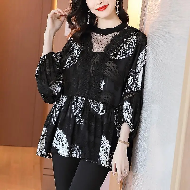 2021 spring and autumn fashion new loose lace stitching foreign chiffon doll shirt temperament casual top women
2021 spring and autumn fashion new loose lace stitching foreign chiffon doll shirt temperament casual top women