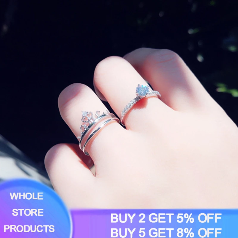 YANHUI New Unique Crown Design Solid 925 Silver Rings Set 0.75ct Zirconia Diamond 2 in 1 Stackable Ring Adjustable Size OR263
YANHUI New Unique Crown Design Solid 925 Silver Rings Set 0.75ct Zirconia Diamond 2 in 1 Stackable Ring Adjustable Size OR263