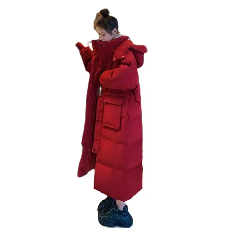 Fashion Red Down Cotton-padded Jacket Women's 2021 New Style Korean Winter Coat Thick Warm Hooded Long Parkas Overcoats F964
Fashion Red Down Cotton-padded Jacket Women's 2021 New Style Korean Winter Coat Thick Warm Hooded Long Parkas Overcoats F964