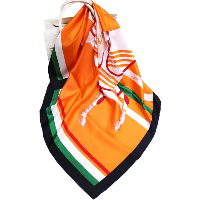 Роскошный 100% саржевый шелковый шарф, женская модная шаль с принтом лошади, хиджаб, шея, платок, бандана, 90x90 см 
Роскошный 100% саржевый шелковый шарф, женская модная шаль с принтом лошади, хиджаб, шея, платок, бандана, 90x90 см