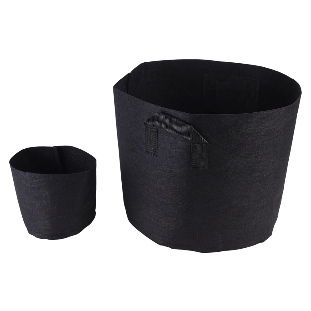 

Round Black 1-10 Gallon Plant Pouch Root Container Grow Bag Aeration Container Nursery Pots Non-woven Fabrics Pots 5Sizes