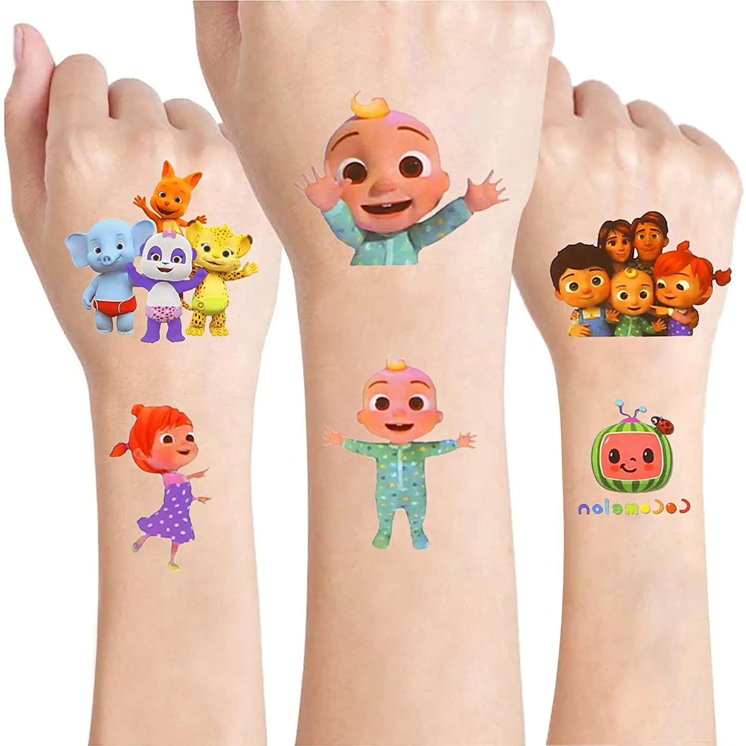 Cartoon JJ Melon Theme Tattoo Stickers Kids Birthday Party Decorations Coco Word Sticker Baby Shower Supplies | Дом и сад