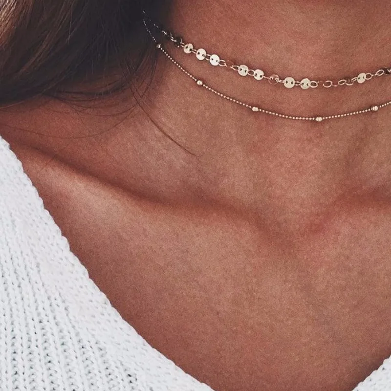 Popular Disc Double Layer Necklace Bead Chain Gold-plated Silver Color Chain Necklace Jewelry for Women Aesthetic
Popular Disc Double Layer Necklace Bead Chain Gold-plated Silver Color Chain Necklace Jewelry for Women Aesthetic
