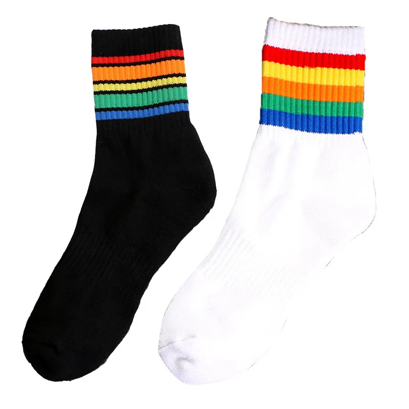Men Socks Thickened Pure Cotton Towels Sweat-absorbing Breathable Rainbow Striped Medium Low Tube Socks Men Sports Fashion Socks
Men Socks Thickened Pure Cotton Towels Sweat-absorbing Breathable Rainbow Striped Medium Low Tube Socks Men Sports Fashion Socks