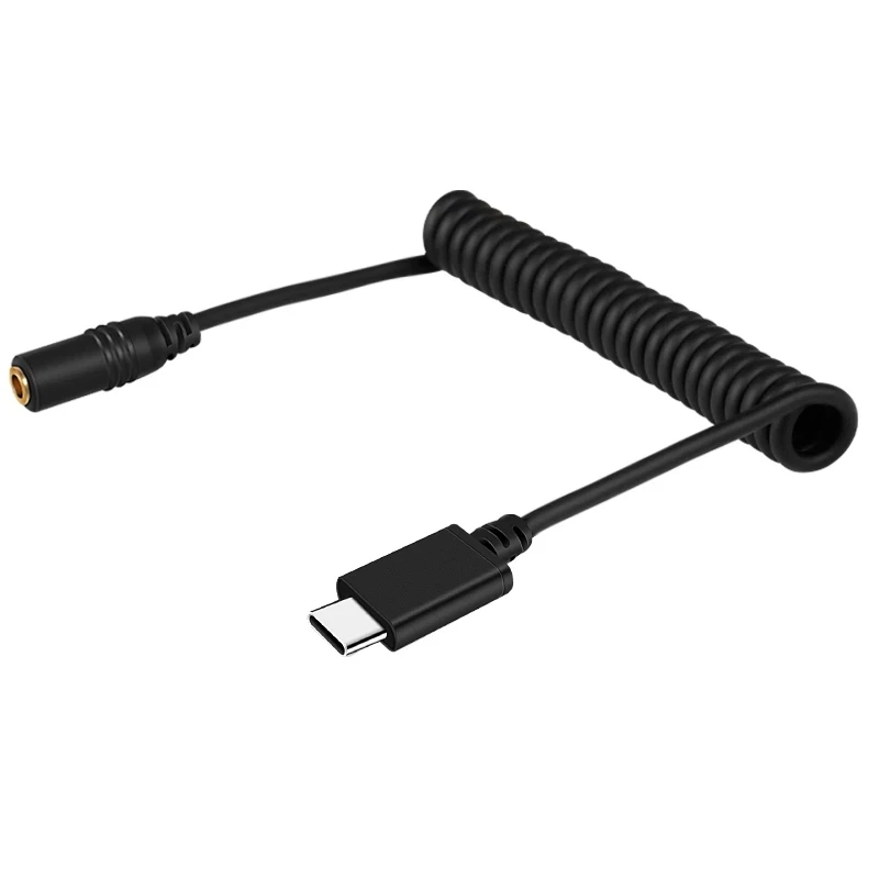 3 5 мм TRRS женский Type-C/USB-C мужской живой микрофон аудио адаптер весной спиральным