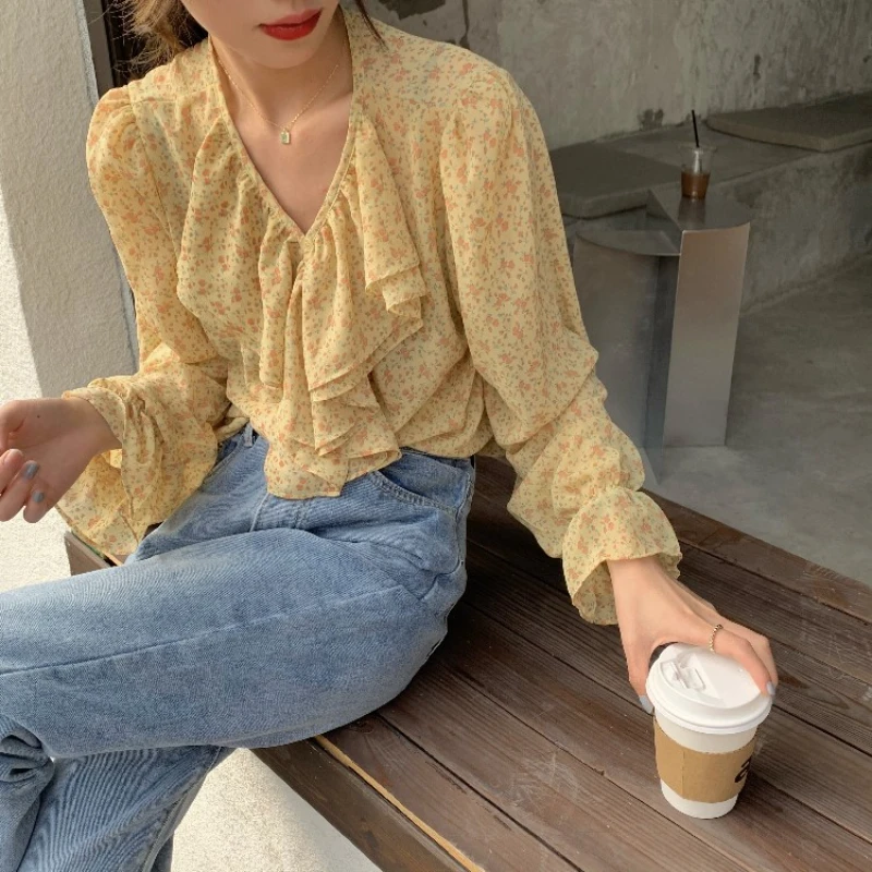 Kimotimo Floral Chiffon Shirts Women Summer Long Sleeve Small Fresh Loose Tops Sweet Tender Wind Ruffles V Neck Minority Blouse
Kimotimo Floral Chiffon Shirts Women Summer Long Sleeve Small Fresh Loose Tops Sweet Tender Wind Ruffles V Neck Minority Blouse