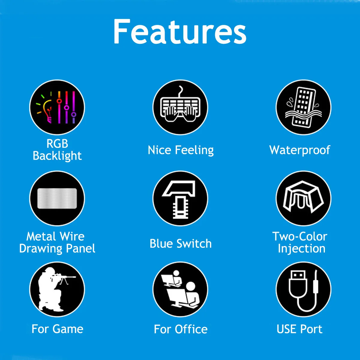 104 Keys RGB Backlit Mechanical Keyboard USB Wired Computer Ergonomic Gamer Gaming Keyboard For PC Desktop Blue Switch
104 Keys RGB Backlit Mechanical Keyboard USB Wired Computer Ergonomic Gamer Gaming Keyboard For PC Desktop Blue Switch
