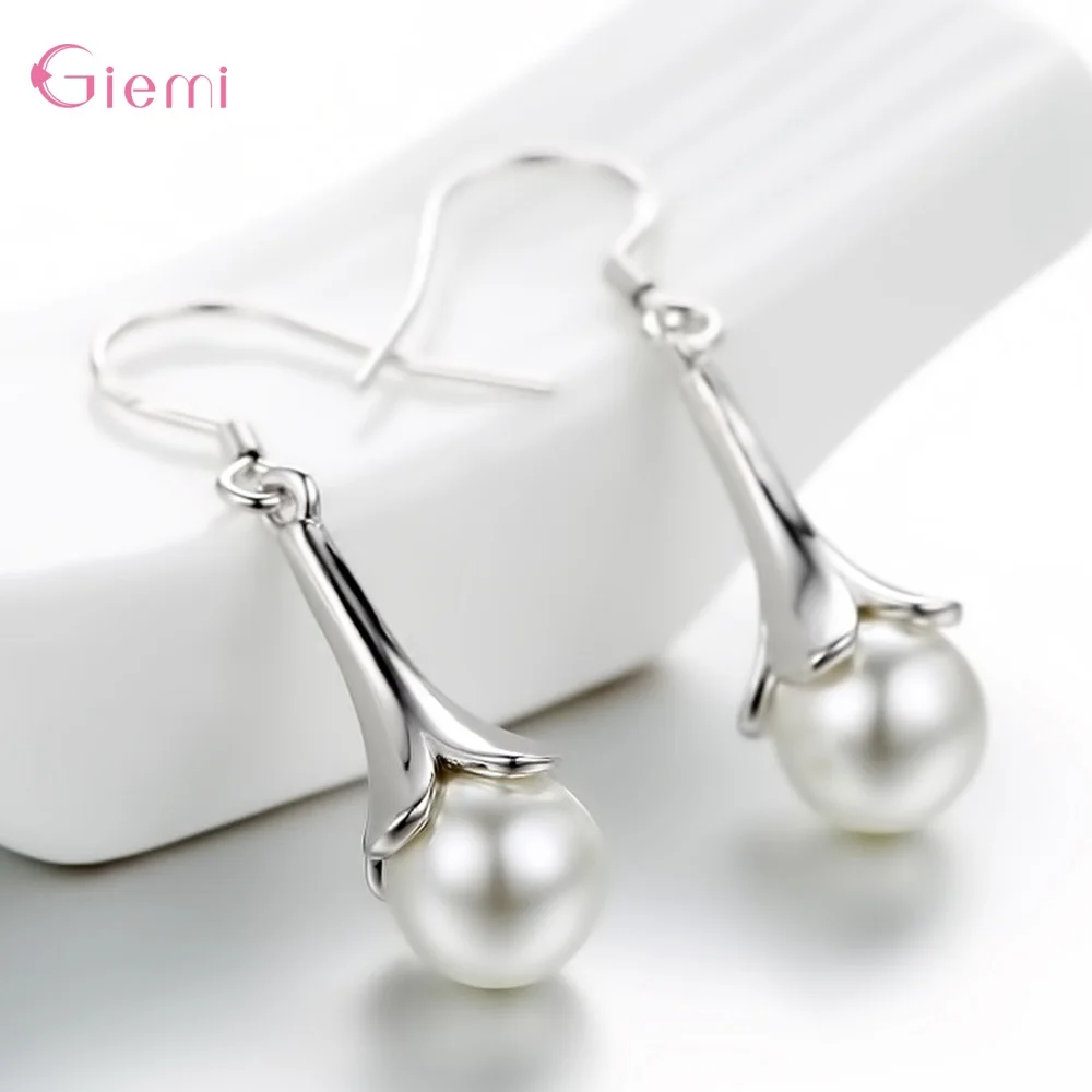 Wholesale 925 Sterling Silver Luxury Simple White Water Pearl Drop Earrings For Women Girls Ear Decoration Female Jewelry | Украшения и