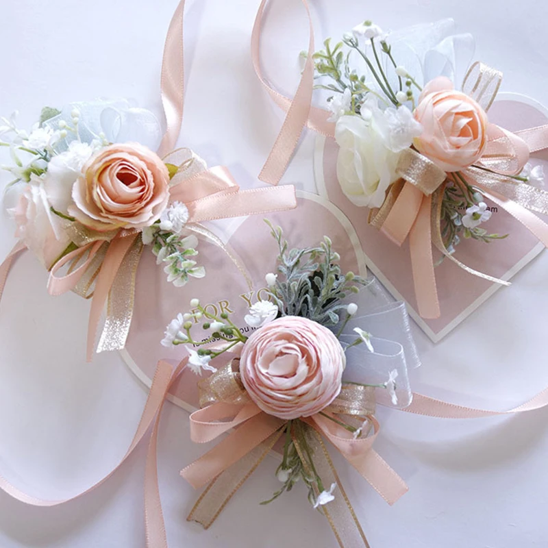 New Pink Floral Wrist Corsage Bracelets Ribbon Rose Bridesmaid Groom Hand Flowers Wedding Boutonnieres Marriage Prom Accessory
New Pink Floral Wrist Corsage Bracelets Ribbon Rose Bridesmaid Groom Hand Flowers Wedding Boutonnieres Marriage Prom Accessory