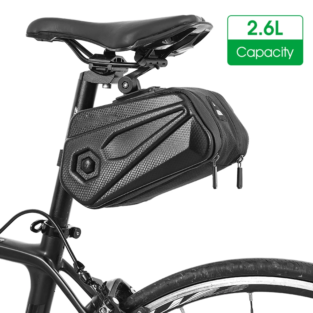 Bicycle Hard Saddlebag PU EVA 2.6L Large Capacity Reflective Saddle Bag Scratch-Proof Bike Cushion Tail | Спорт и развлечения