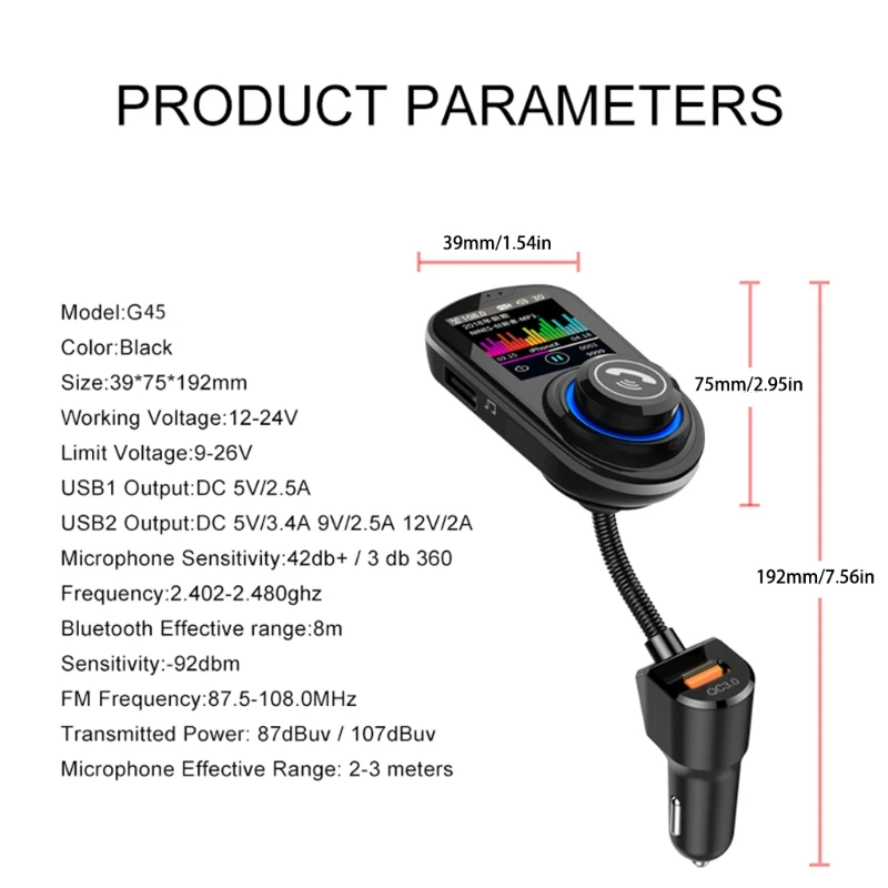 Wireless Bluetooth FM Transmitter Car MP3 Player Bluetooth Handsfree Calling Car Kit Music -Audio Receiver Adapter Car Charger
Wireless Bluetooth FM Transmitter Car MP3 Player Bluetooth Handsfree Calling Car Kit Music -Audio Receiver Adapter Car Charger
