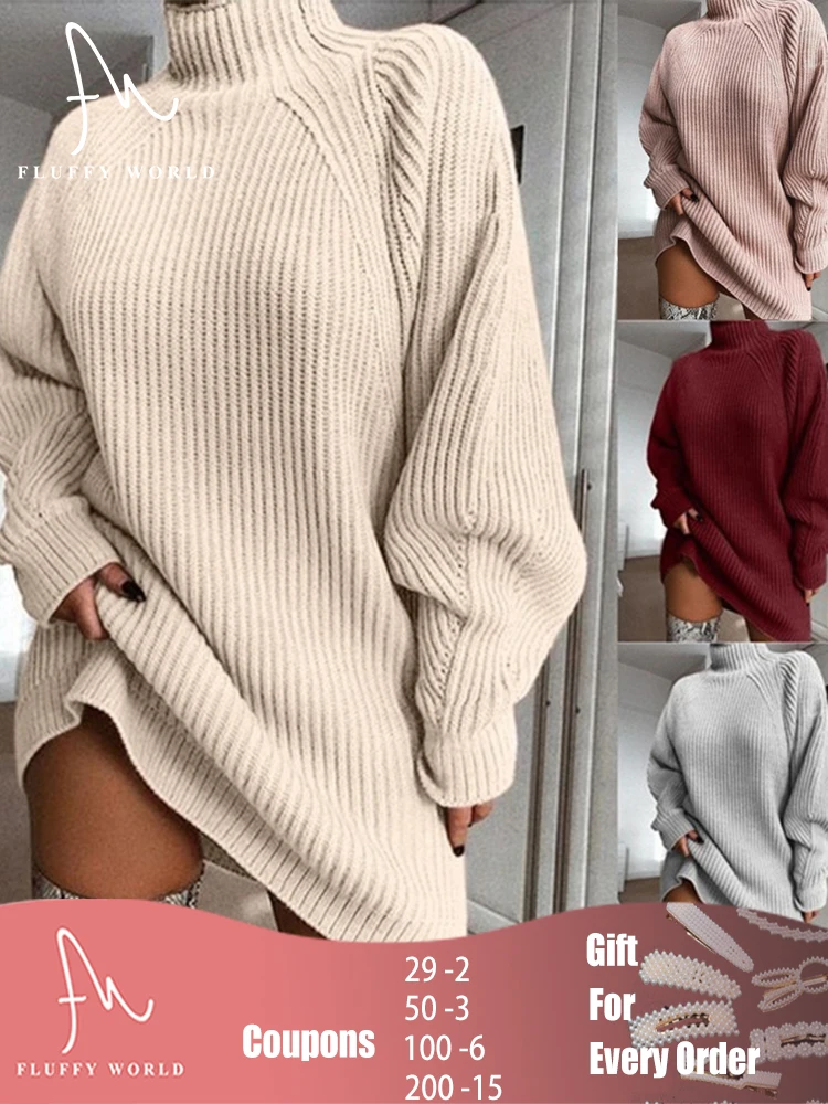 Women Knitted Dress Fashion Solid Turtleneck Oversized Long Sleeve Short Casual Elegant Mini Sweater Dress Autumn Winter Clothes
Women Knitted Dress Fashion Solid Turtleneck Oversized Long Sleeve Short Casual Elegant Mini Sweater Dress Autumn Winter Clothes