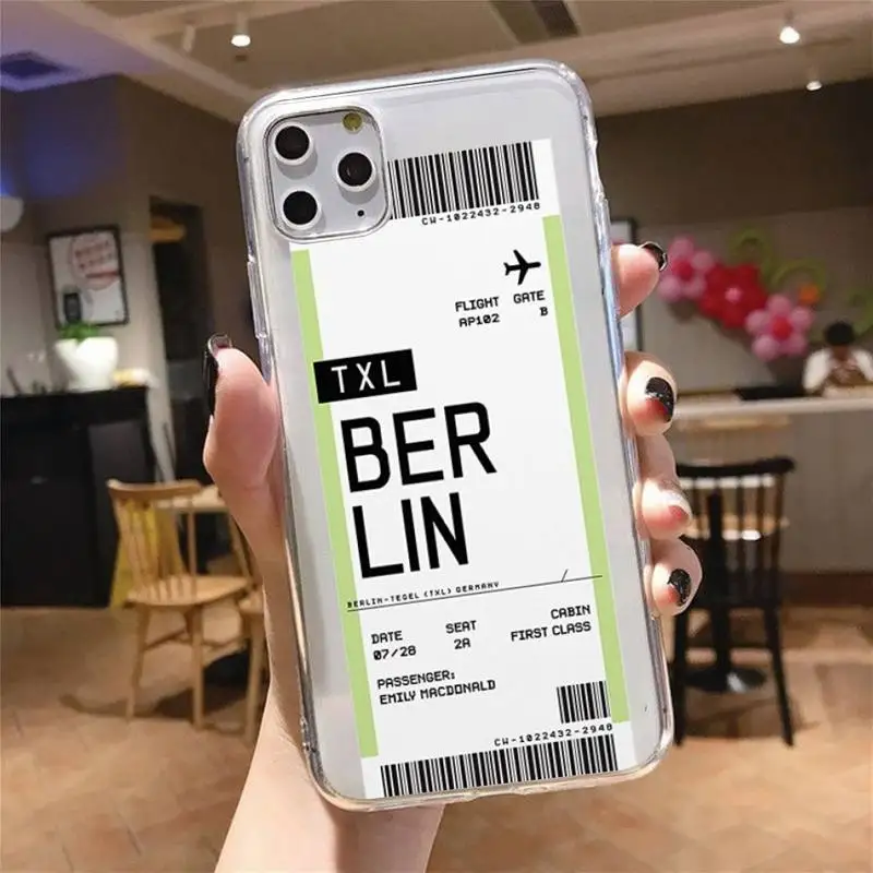 Fashion air tickets Phone Case Transparent for iPhone 6 7 8 11 12 s mini pro X XS XR MAX Plus cover funda shell
Fashion air tickets Phone Case Transparent for iPhone 6 7 8 11 12 s mini pro X XS XR MAX Plus cover funda shell