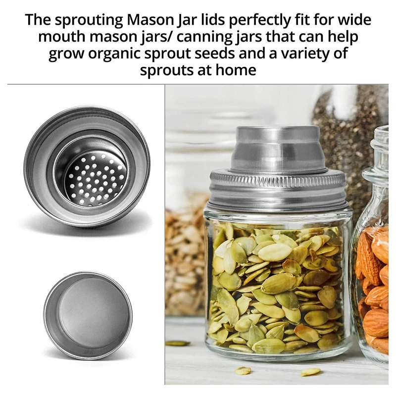 6 Pack Stainless Steel Mason Jars Lid Kit, Oil pour Spout Dispenser Caps, Sprouting Mason Jar Lid, Shaker Dry Rub Lid
6 Pack Stainless Steel Mason Jars Lid Kit, Oil pour Spout Dispenser Caps, Sprouting Mason Jar Lid, Shaker Dry Rub Lid