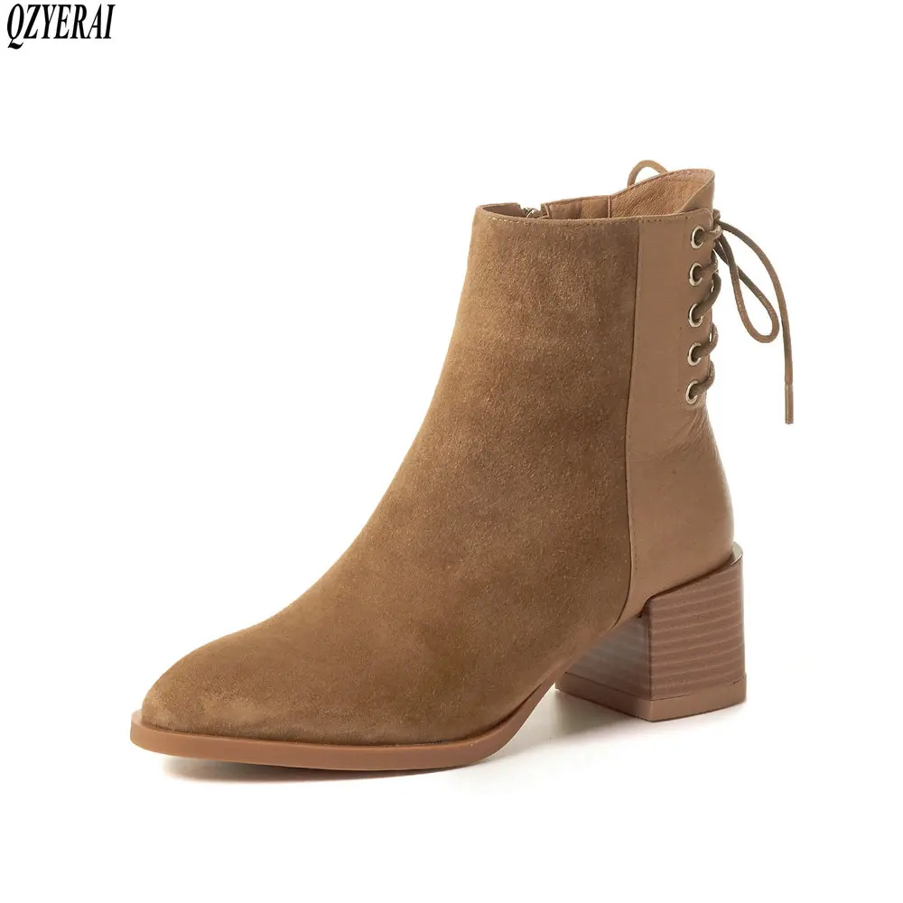 QZYERAI New style Genuine leather Fashion boots Female boots Women's boots High heels black cowhide Women's shoes
QZYERAI New style Genuine leather Fashion boots Female boots Women's boots High heels black cowhide Women's shoes