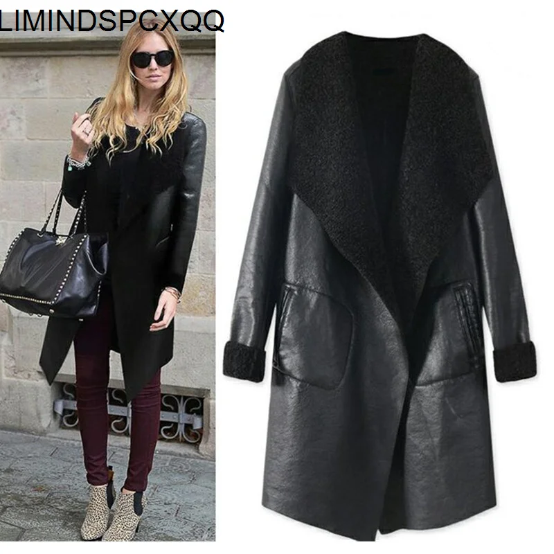 Sobretudo Feminino Ladies Fashion Autumn PU Leather Jacket Winter Street Artificial Leather Cashmere Loose Korean Thick Clothes
Sobretudo Feminino Ladies Fashion Autumn PU Leather Jacket Winter Street Artificial Leather Cashmere Loose Korean Thick Clothes