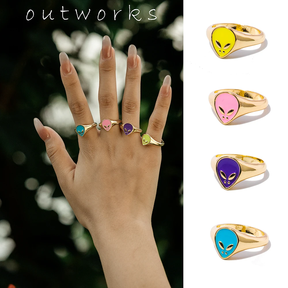 New Ins Colorful Dripping Oil Glaze Rhinestone Smiley Eyes Alien Metal Hip Hop Rings Geometric For Women Girl Party Jewelry
New Ins Colorful Dripping Oil Glaze Rhinestone Smiley Eyes Alien Metal Hip Hop Rings Geometric For Women Girl Party Jewelry