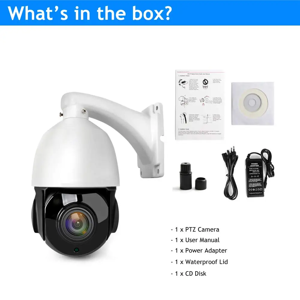 8MP 4K IP Camera Outdoor PTZ 30X Zoom H.265 Hikvision Compatible Security POE Two Way Audio Video Surveillance SD Card Slot
8MP 4K IP Camera Outdoor PTZ 30X Zoom H.265 Hikvision Compatible Security POE Two Way Audio Video Surveillance SD Card Slot